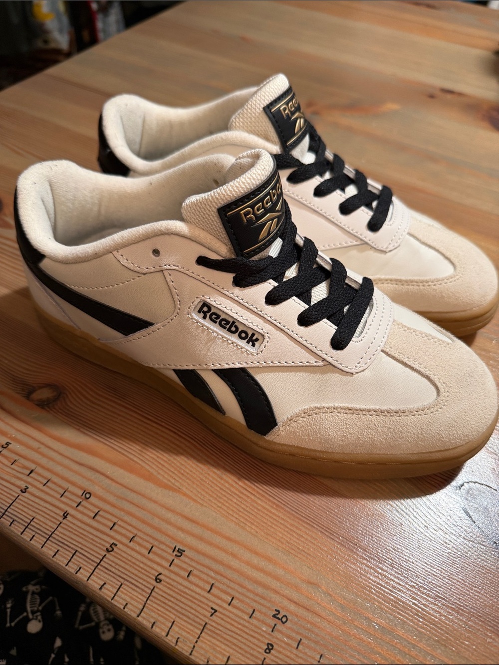 Reebok Women’s Cream, Black & Gum Low-Top Athletic Sneakers